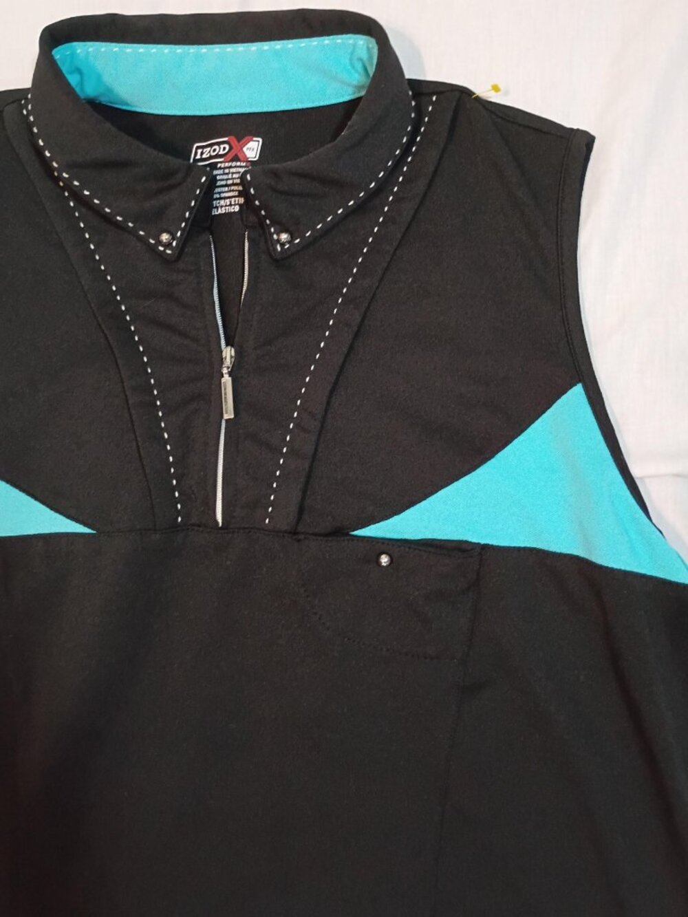 IZOD PFX/Top/Womens L/Black Blue/Golf Sleeveless Zip Front Athleisure Performanc - Picture 6 of 8